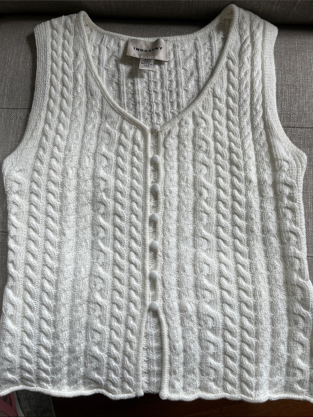 INDUSTRY Ivory cotton Cable Knit Button-Front sleeveless Sweater -size Small
